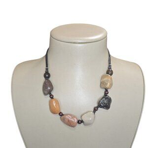 Stephan & Co Women's Boho Multi Stone Black Cord Necklace NWT